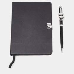 Karl Lagerfeld Ikonik Silver Tone Book and Pen Set