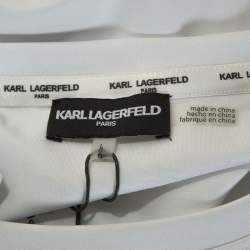 Pre Owned Karl Lagerfeld White Logo Applique Scuba Jersey Sweatshirt L
