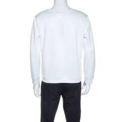 Pre Owned Karl Lagerfeld White Logo Applique Scuba Jersey Sweatshirt L
