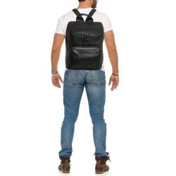 Karl Lagerfeld Black Leather Front Pocket Backpack