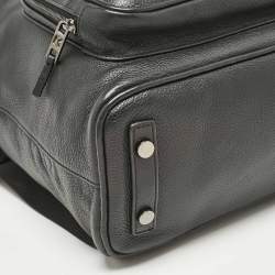 Karl Lagerfeld Black Leather Front Pocket Backpack