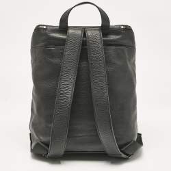 Karl Lagerfeld Black Leather Front Pocket Backpack