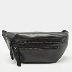 مملوكة مسبقًا Karl Lagerfeld Double Zip Black Leather Belt Bag