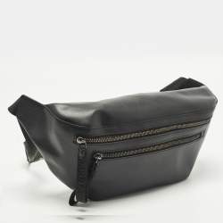 مملوكة مسبقًا Karl Lagerfeld Double Zip Black Leather Belt Bag