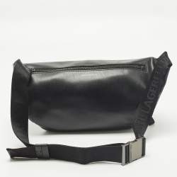 مملوكة مسبقًا Karl Lagerfeld Double Zip Black Leather Belt Bag