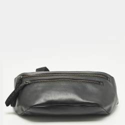 مملوكة مسبقًا Karl Lagerfeld Double Zip Black Leather Belt Bag