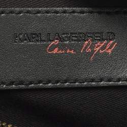 مملوكة مسبقًا Karl Lagerfeld Double Zip Black Leather Belt Bag