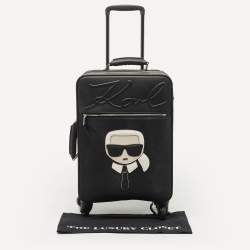 Karl Lagerfield Black Coated Canvas K/IKONIC Trolley bag