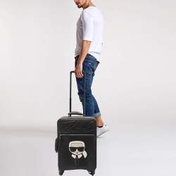Karl Lagerfield Black Coated Canvas K/IKONIC Trolley bag