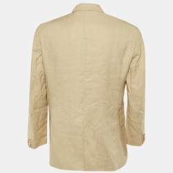 Pre Owned Kenzo Homme Beige Cotton & Linen Blend Single Breasted Blazer L