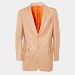 مملوكة مسبقًا Kenzo Homme Peach Leather Two Buttoned Jacket XXL