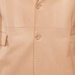 مملوكة مسبقًا Kenzo Homme Peach Leather Two Buttoned Jacket XXL