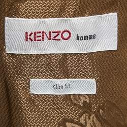 Kenzo Homme Black Wool Blend Single Breasted Mid-Length Blazer L
