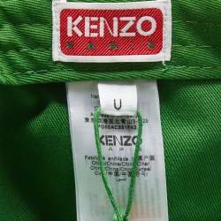 Pre Owned Kenzo Green Logo Flock Print Cotton Baseball Cap One Size