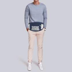 مملوكة مسبقًا Kenzo Navy Blue/White Nylon Tiger Embroidered Belt Bag