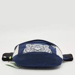مملوكة مسبقًا Kenzo Navy Blue/White Nylon Tiger Embroidered Belt Bag