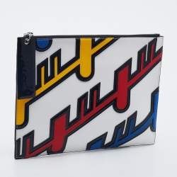 Pre Owned Kenzo Multicolor Leather And Patent Leather Zip Pouch