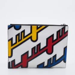 Pre Owned Kenzo Multicolor Leather And Patent Leather Zip Pouch
