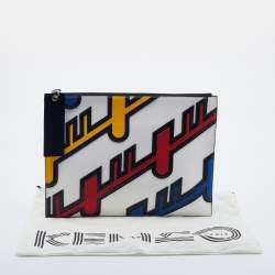 Pre Owned Kenzo Multicolor Leather And Patent Leather Zip Pouch