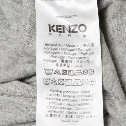 Pre Owned Kenzo Grey Logo Print Cotton Oversize T-Shirt M