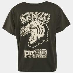 مملوكة مسبقًا Kenzo Black Graphic Print Cotton Boxy T-Shirt M