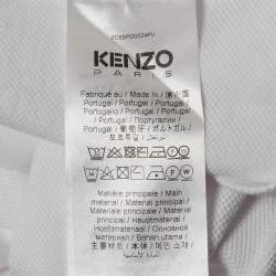 Pre Owned Kenzo White Boke Flower Applique Pique Crest Classic T-Shirt L