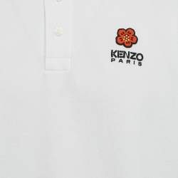 Pre Owned Kenzo White Boke Flower Applique Pique Crest Classic T-Shirt L
