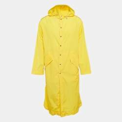 Kenzo Yellow Embroidered Nylon Hooded Rain Coat S