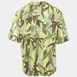 Kenzo Green Leaf Print Cotton Blend Short Sleeve Shirt L