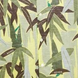 Kenzo Green Leaf Print Cotton Blend Short Sleeve Shirt L