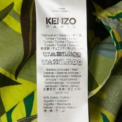 Kenzo Green Leaf Print Cotton Blend Short Sleeve Shirt L