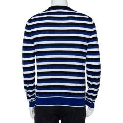 Pre Owned بلوفر كينزو تريكو شعار الماركة مخطط إنتارسيا أزرق فرينش مقاس وسط (ميديوم)