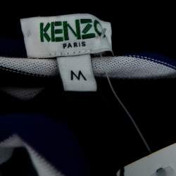 Pre Owned بلوفر كينزو تريكو شعار الماركة مخطط إنتارسيا أزرق فرينش مقاس وسط (ميديوم)