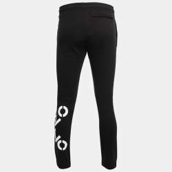 Pre Owned Kenzo Black Logo Print Cotton Track Pants S
