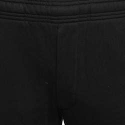 Pre Owned Kenzo Black Logo Print Cotton Track Pants S