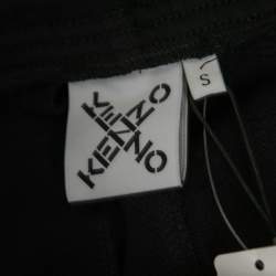 Pre Owned Kenzo Black Logo Print Cotton Track Pants S