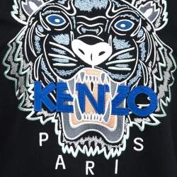 Pre Owned Kenzo Black Tiger Logo Embroidered Cotton Sweatshirt S