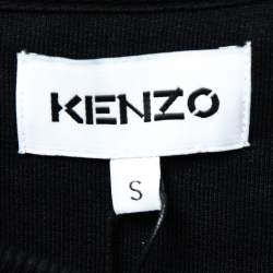 Pre Owned Kenzo Black Tiger Logo Embroidered Cotton Sweatshirt S