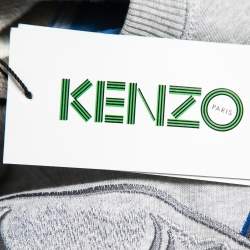 Pre Owned Kenzo Grey & Blue Cotton Tiger Embroidered Sweatshirt M