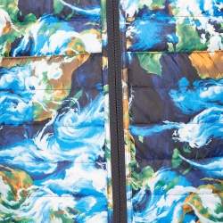 Pre Owned Kenzo Blue Printed Quilted Reversible Jacket M