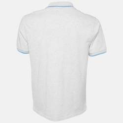 Pre Owned Kenzo Grey Cotton Pique Tiger Patch K-Fit Polo T-Shirt L