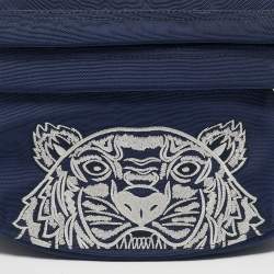 Pre Owned Kenzo Navy Blue/White Nylon Embroidered Tiger Belt Bag