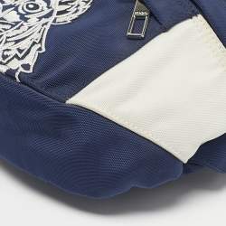 Pre Owned Kenzo Navy Blue/White Nylon Embroidered Tiger Belt Bag