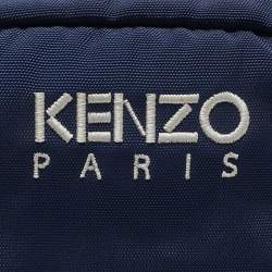 Pre Owned Kenzo Navy Blue/White Nylon Embroidered Tiger Belt Bag