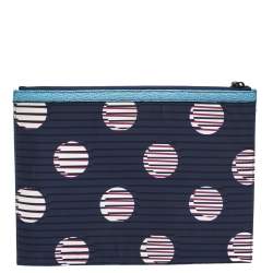 Kenzo Multicolor Striped Fabric and Leather A4 Zip Pouch