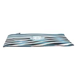 Kenzo Multicolor Striped Fabric and Leather A4 Zip Pouch