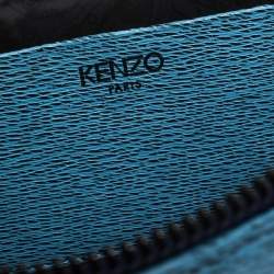 Kenzo Multicolor Striped Fabric and Leather A4 Zip Pouch