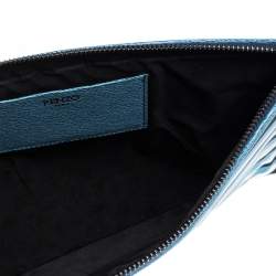 Kenzo Multicolor Striped Fabric and Leather A4 Zip Pouch