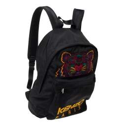 Pre Owned Kenzo Black Nylon Embroidered Tiger Backpack