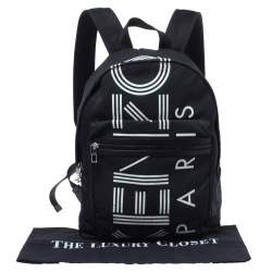 Pre Owned Kenzo Black Nylon Logo Backpack